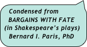 Condensed from 
   BARGAINS WITH FATE
 (in Shakespeare’s plays)
   Bernard I. Paris, PhD