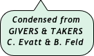 Condensed from
  GIVERS & TAKERS
 C. Evatt & B. Feld