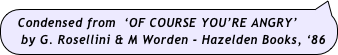 Condensed from  ‘OF COURSE YOU’RE ANGRY’
   by G. Rosellini & M Worden - Hazelden Books, ‘86
